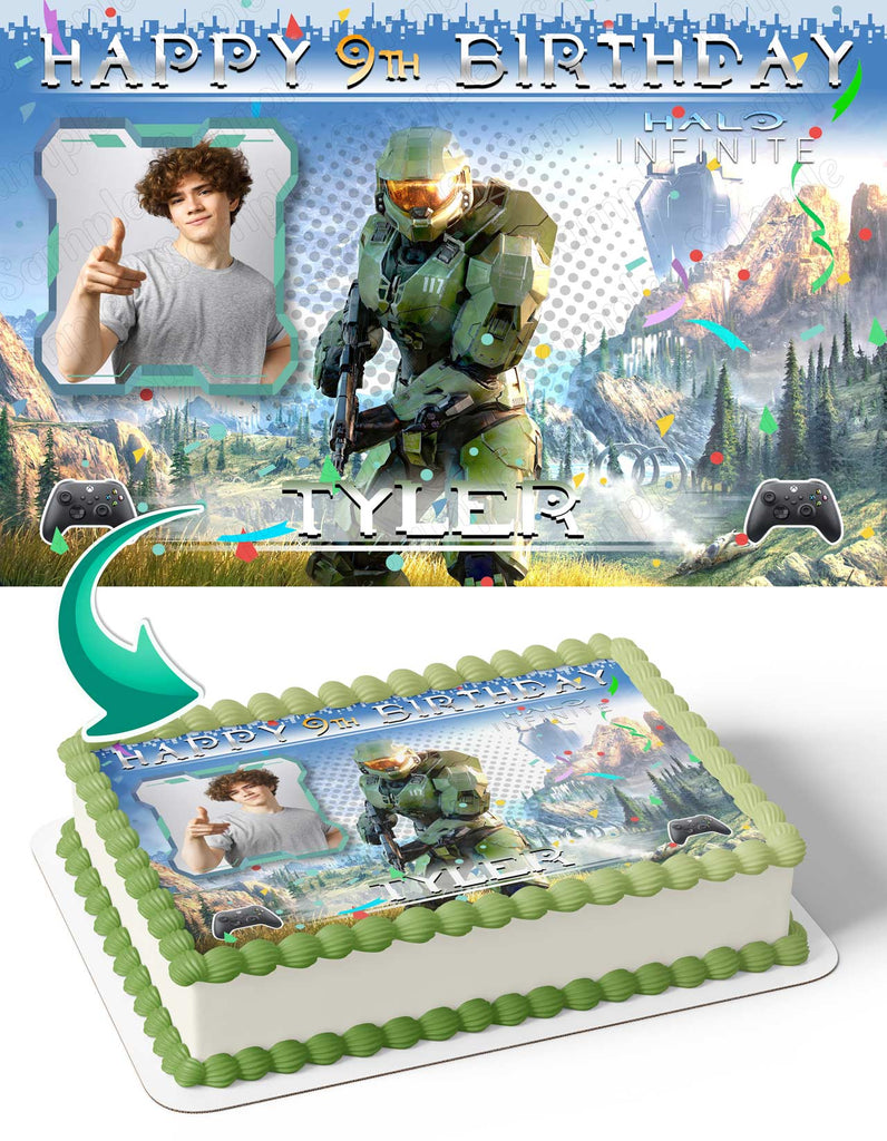 Halo Infinite Photo Frame Edible Cake Topper Image