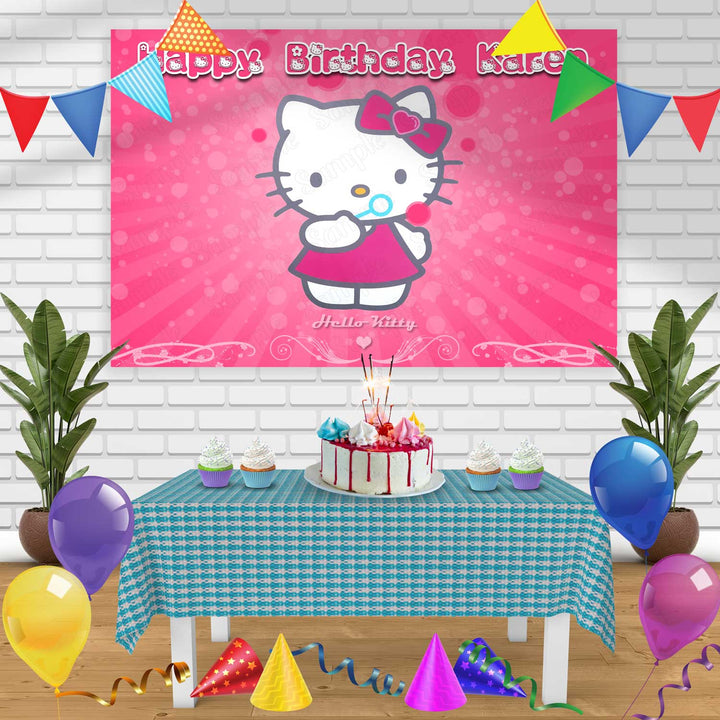 Hello Kitty Birthday Banner Personalized Party Backdrop Decoration
