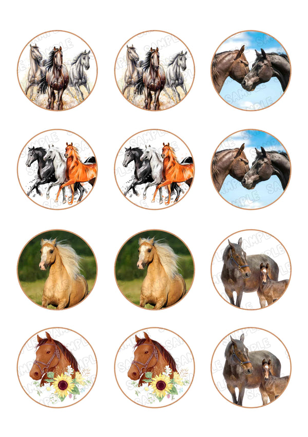 Horse Edible Cupcake Toppers