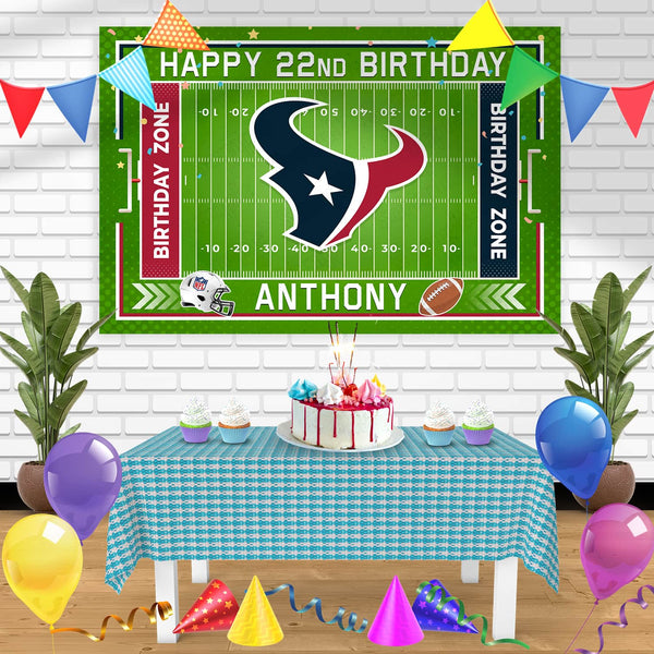 Houston Texans Birthday Banner Personalized Party Backdrop Decoration