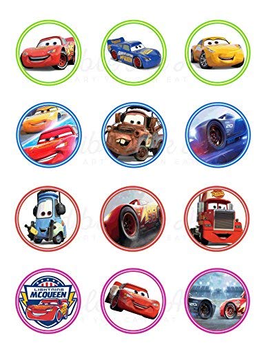 Cars Lightning MCqueen Jackson Storm Cruz Ramirez Mater Edible Cupcake Toppers