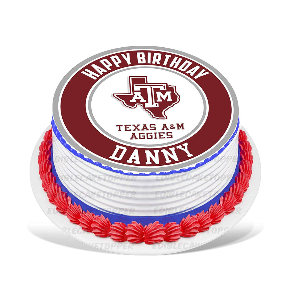 Texas AM Aggies Edible Cake Toppers Round