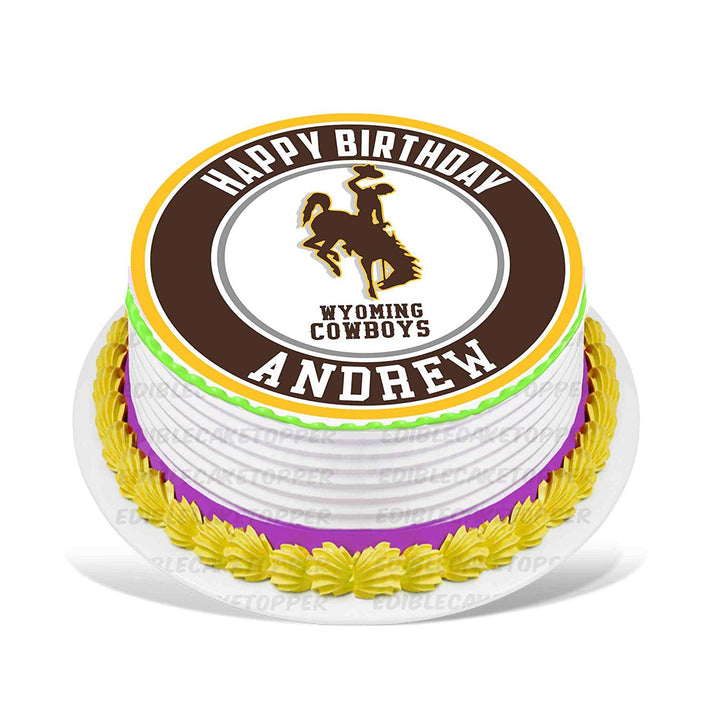 Wyoming Cowboys Edible Cake Toppers Round