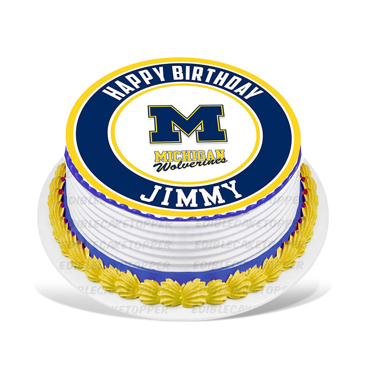 Michigan Wolverines Edible Cake Toppers Round