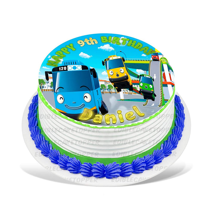Tayo the Little Bus Edible Cake Toppers Round