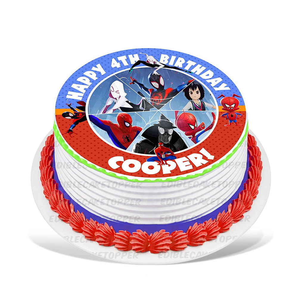 SpiderMan Into the SpiderVerse Edible Cake Toppers Round