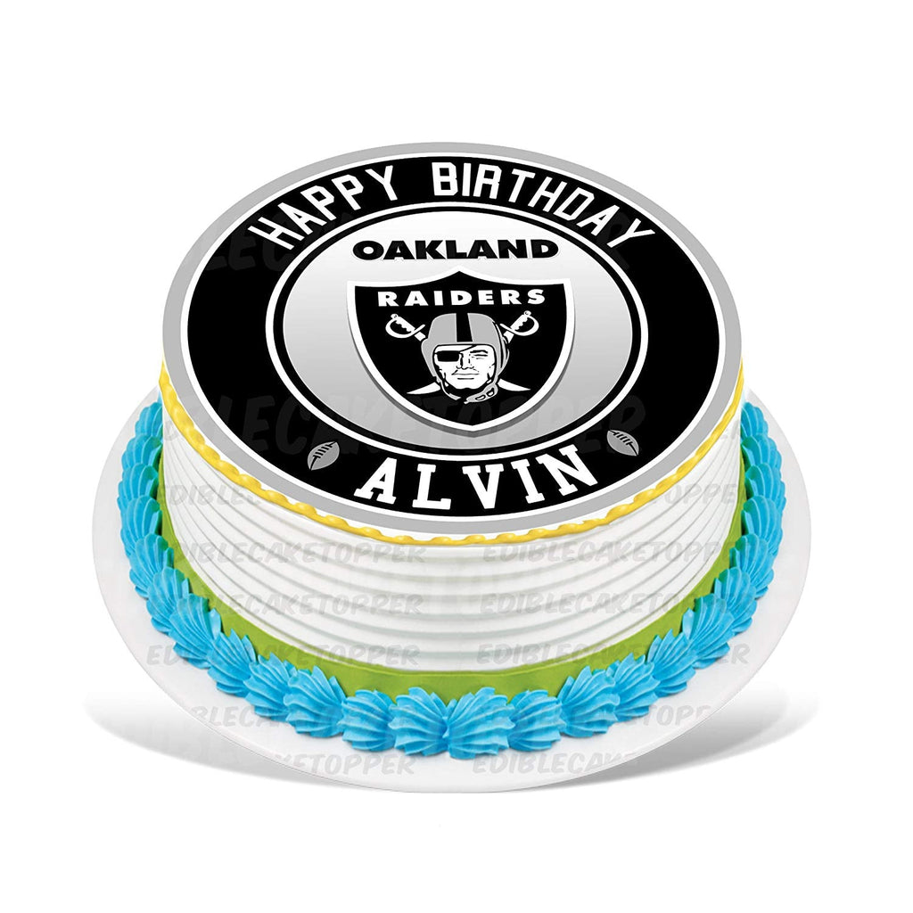 3 Round - Raiders Mascot Birthday - Edible Cake/Cupcake Party Topper - D951