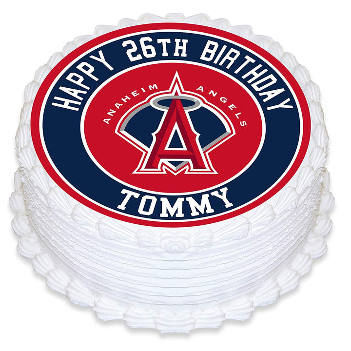 Los Angeles Angels Baseball Edible Cake Toppers Round