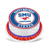 SMU Mustangs Edible Cake Toppers Round