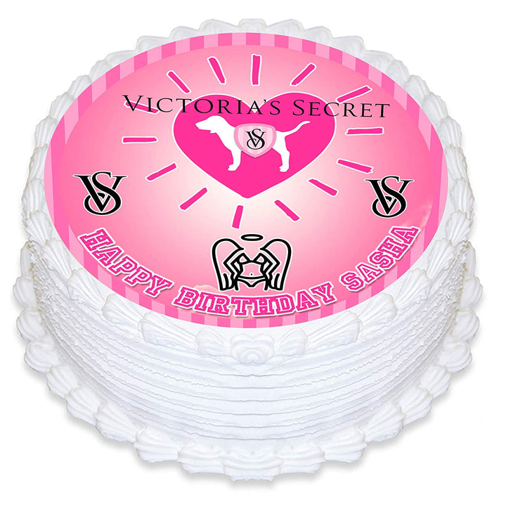 Victorias Secret Love Pink Edible Cake Toppers Round