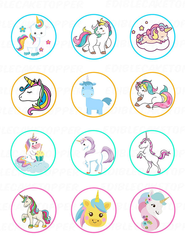 Unicorn My Little Pony Edible Cupcake Toppers