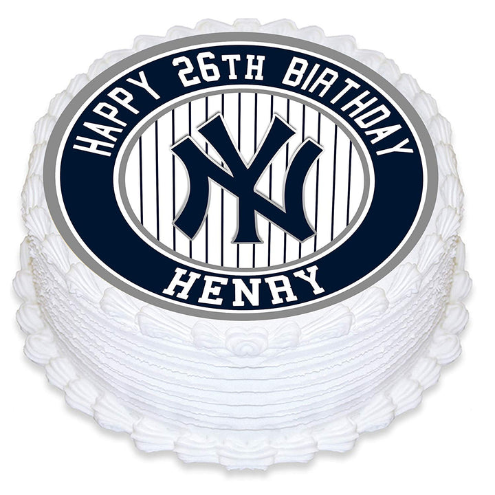 New York Yankees Baseball Edible Cake Toppers Round