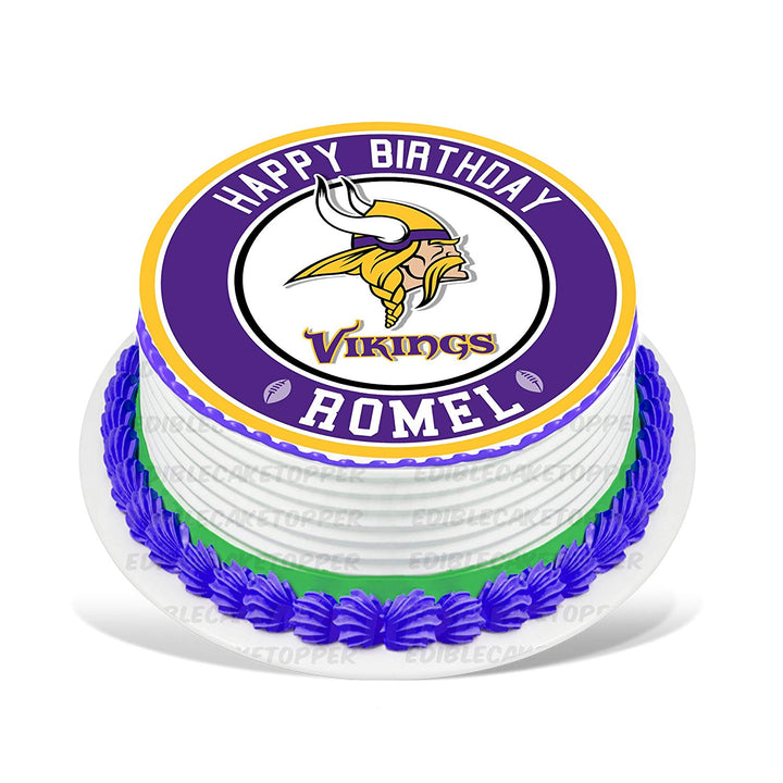 Minnesota Vikings Edible Cake Toppers Round