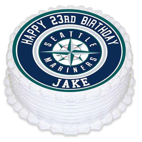 Seattle Mariners Baseball Edible Cake Toppers Round