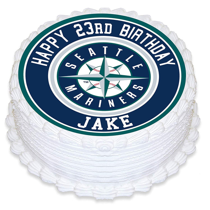 Seattle Mariners Baseball Edible Cake Toppers Round