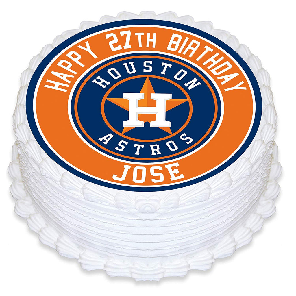 Houston Astros Baseball Edible Cake Toppers Round – Cakecery