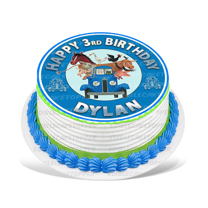 Little Blue Truck Edible Cake Toppers Round