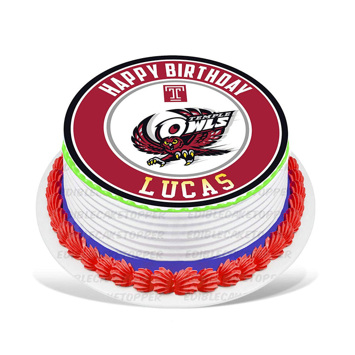 Temple Owls Edible Cake Toppers Round