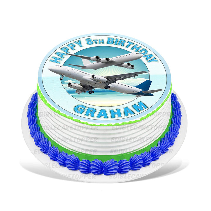 Airplane Edible Cake Toppers Round
