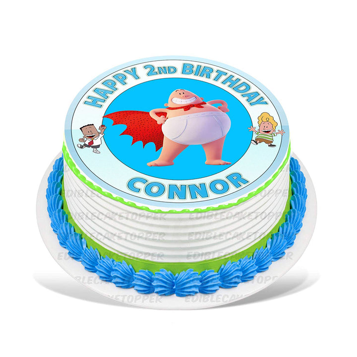 Captain Underpants Edible Cake Toppers Round