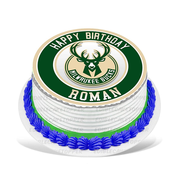 Milwaukee Bucks Edible Cake Toppers Round