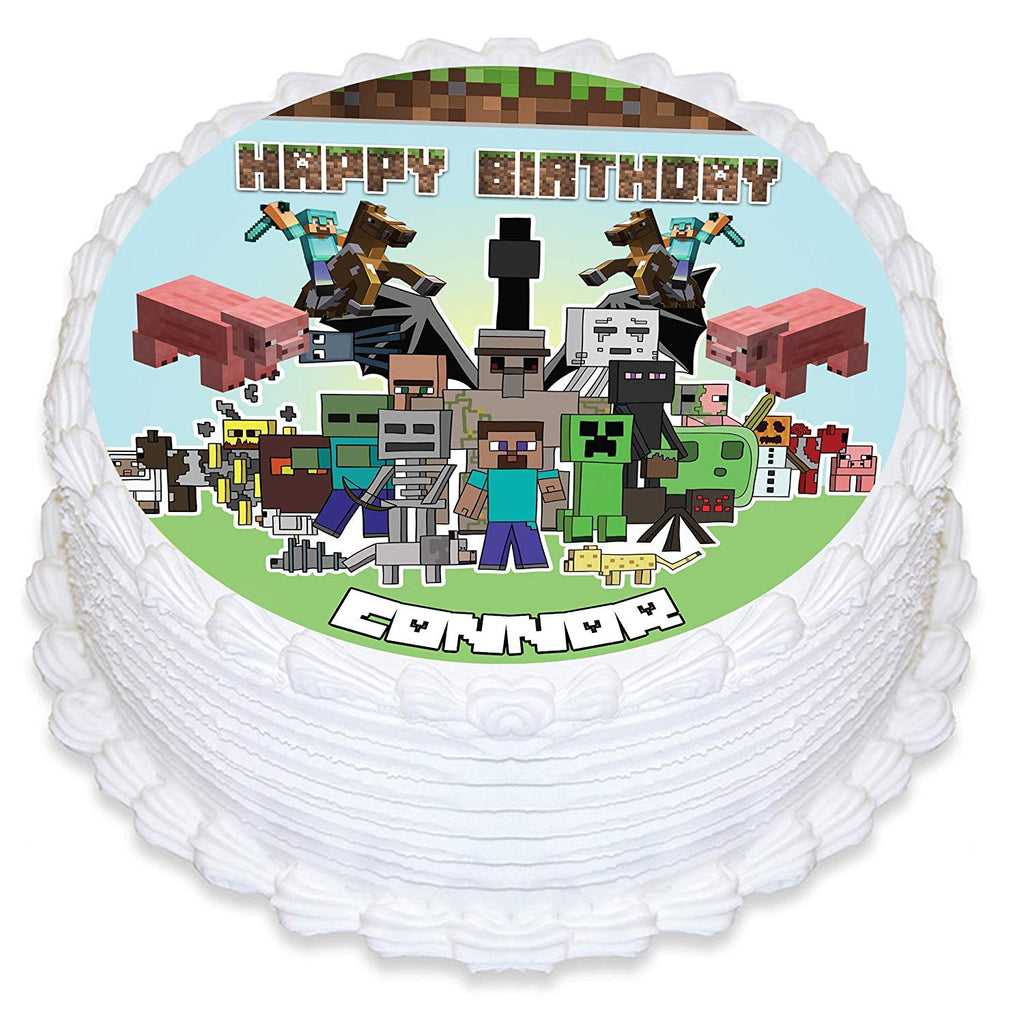 Minecraft Edible Cake Toppers Round Cakecery