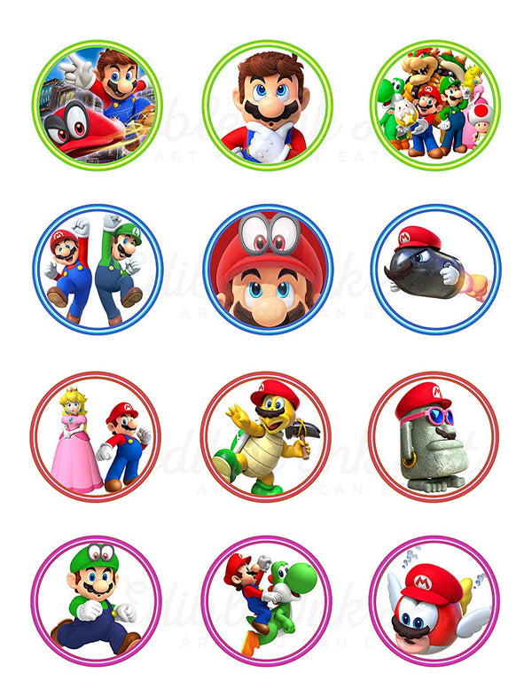 Super Mario Bros Odyssey Edible Cupcake Toppers