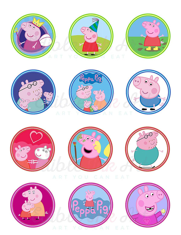 Peppa Pig Edible Cupcake Toppers