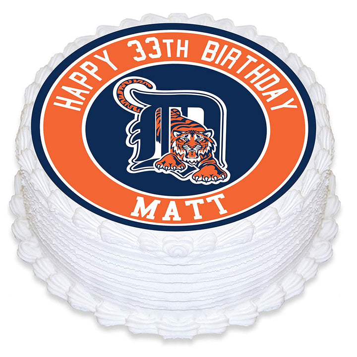 Detroit Tigers Baseball Edible Cake Toppers Round