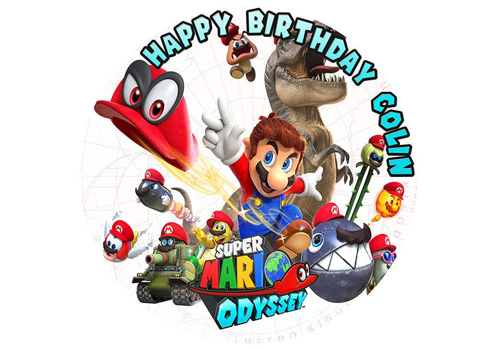 Super Mario Odyssey Edible Cake Toppers Round