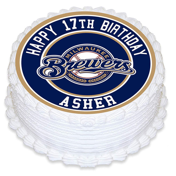 Milwaukee Brewers Baseball Edible Cake Toppers Round