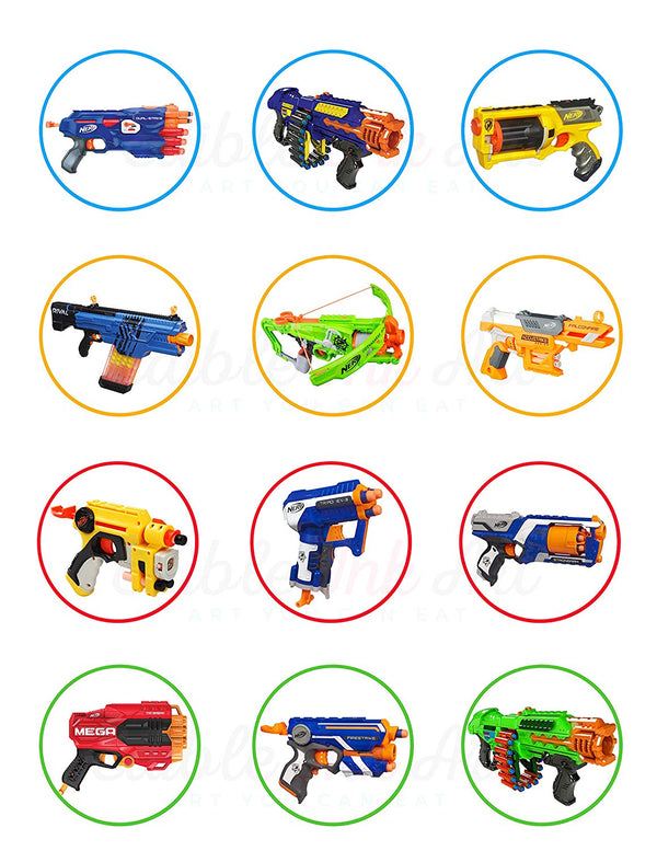 Nerf Toys Blaster Guns Edible Cupcake Toppers