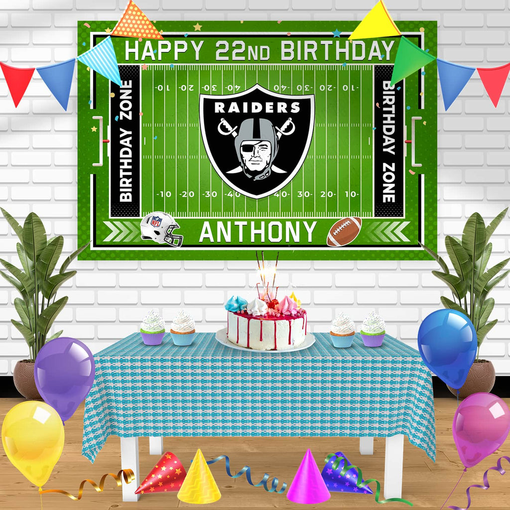 Las Vegas Raiders Birthday Banner Personalized Party Backdrop Decorati –  Cakecery
