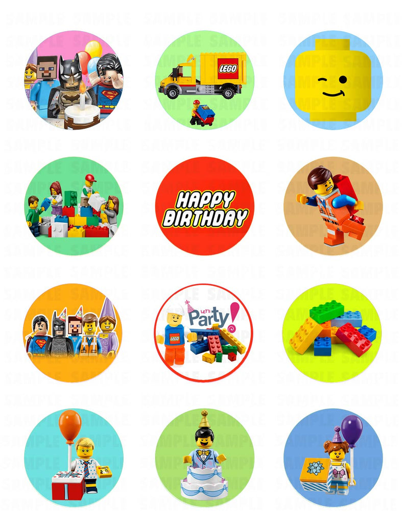 Lego Birthday Edible Cupcake Toppers