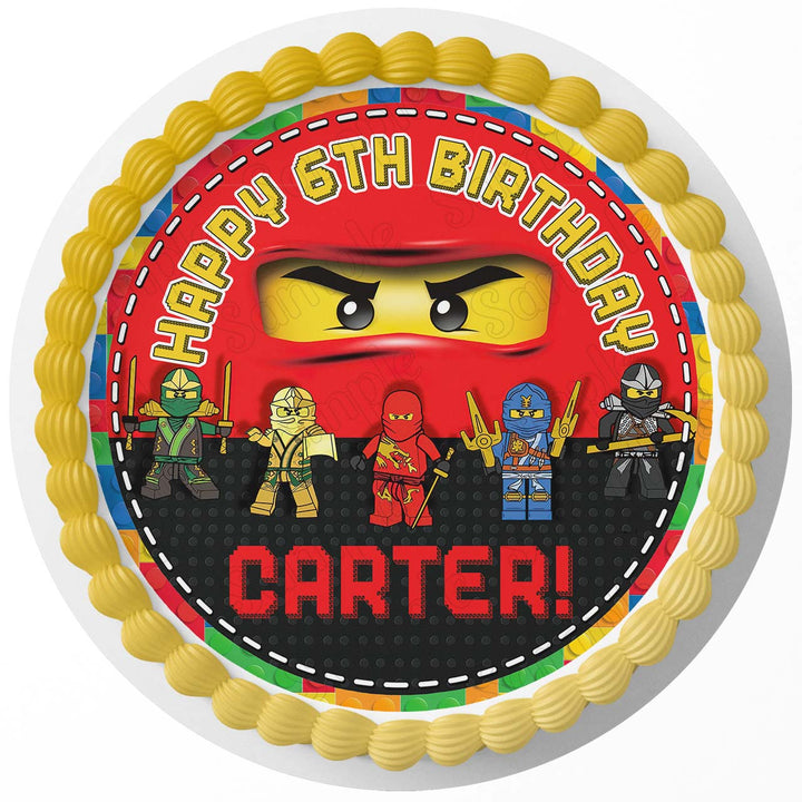 Lego Ninjago Blocks Edible Cake Toppers Round