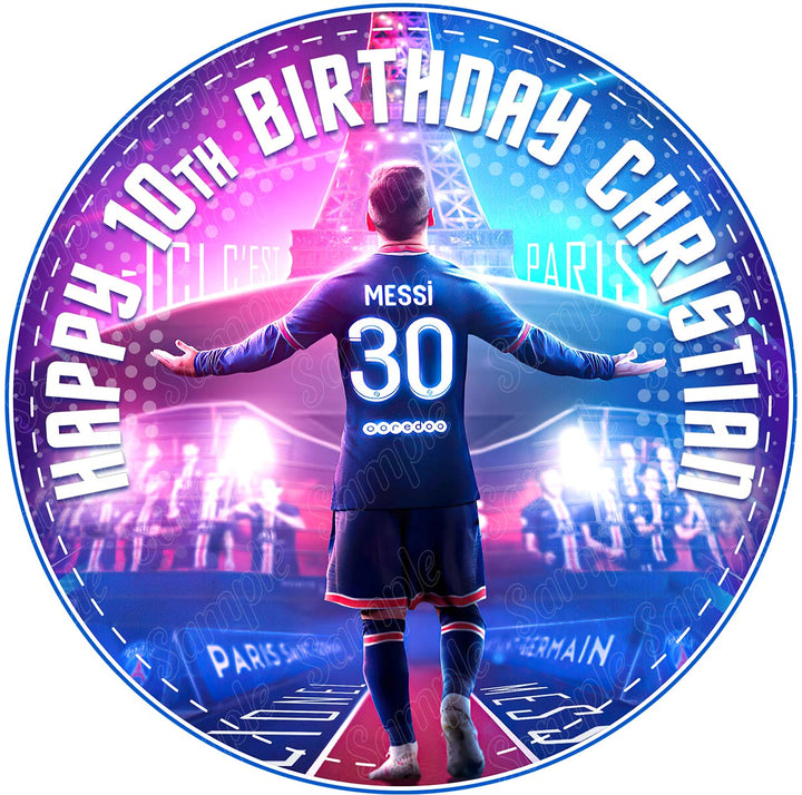 Leo Messi Paris Edible Cake Toppers Round