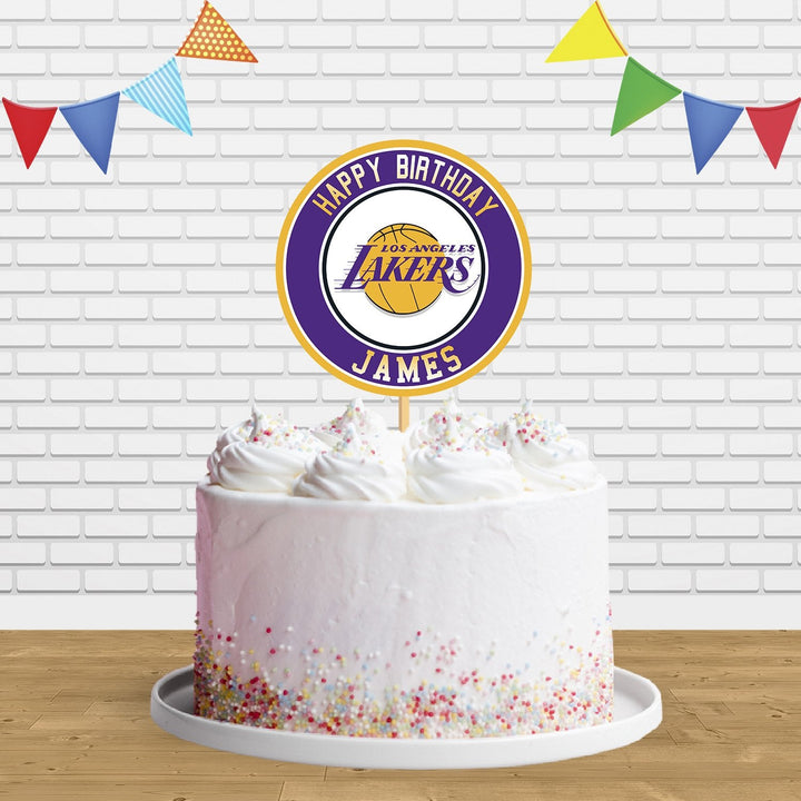 Los Angeles Lakers Cake Topper Centerpiece Birthday Party Decorations