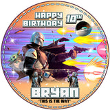 Mandalorian Baby Yoda Starwars Edible Cake Toppers Round