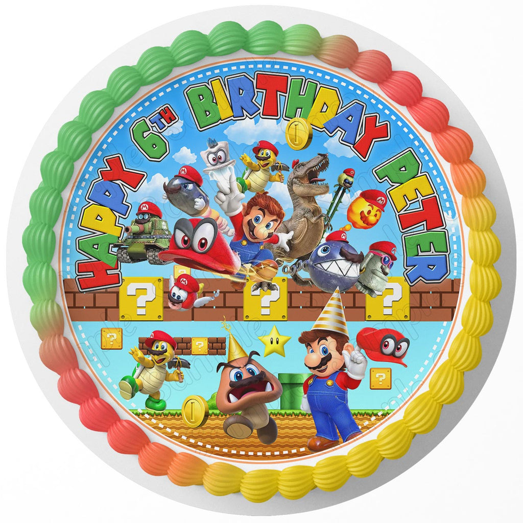 Mario Oddyssy Nintendo Edible Cake Toppers Round