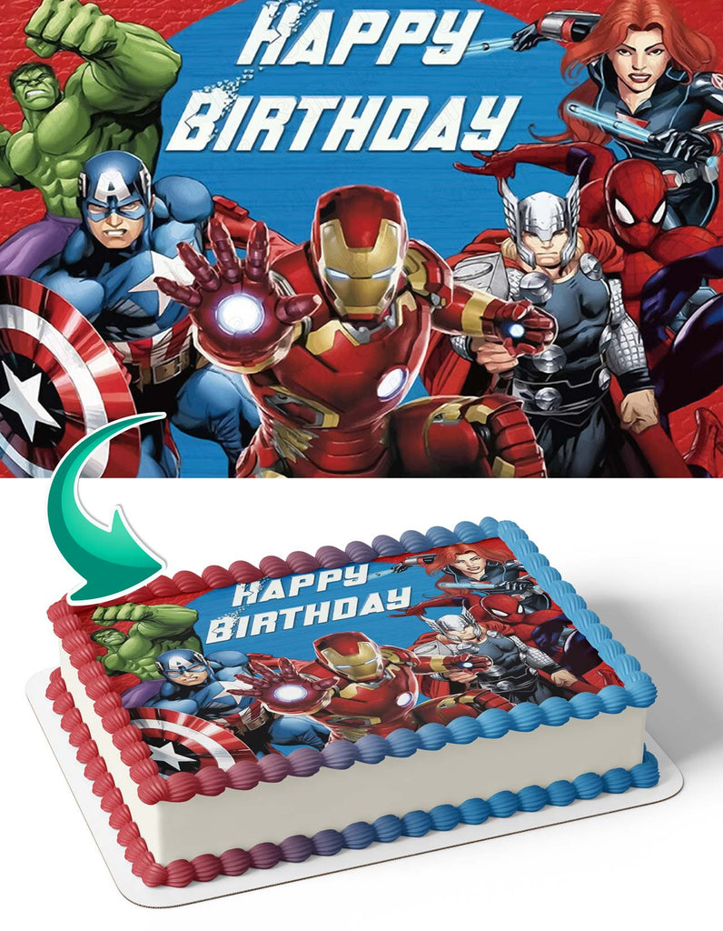 The Avengers Iron Man Edible Birthday Party Cake Decoration Topper Round  Image | eBay