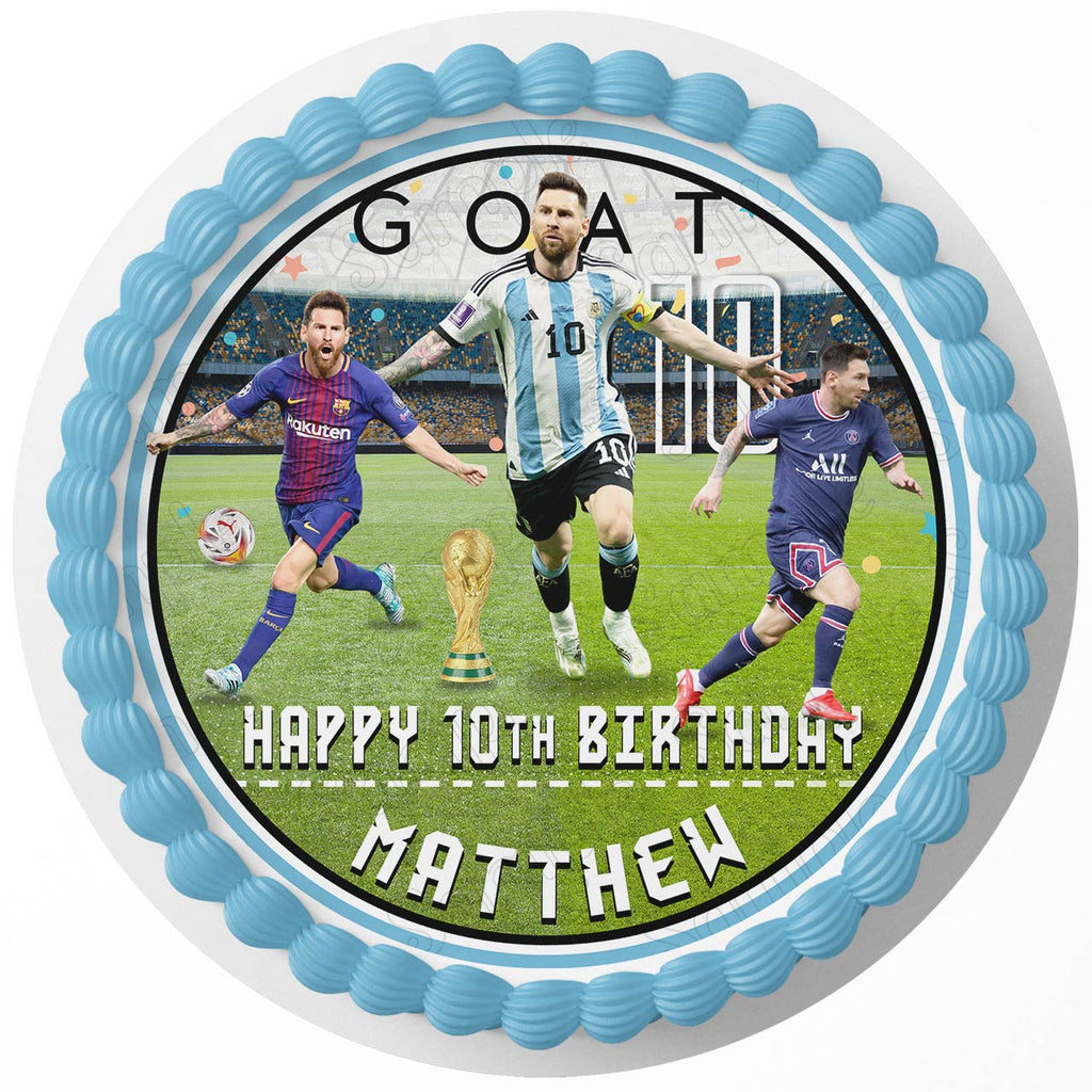Amazon.com: Cakecery Lionel Messi 10 Edible Cake Image Topper Personalized Birthday  Cake Banner 1/4 Sheet : Grocery & Gourmet Food