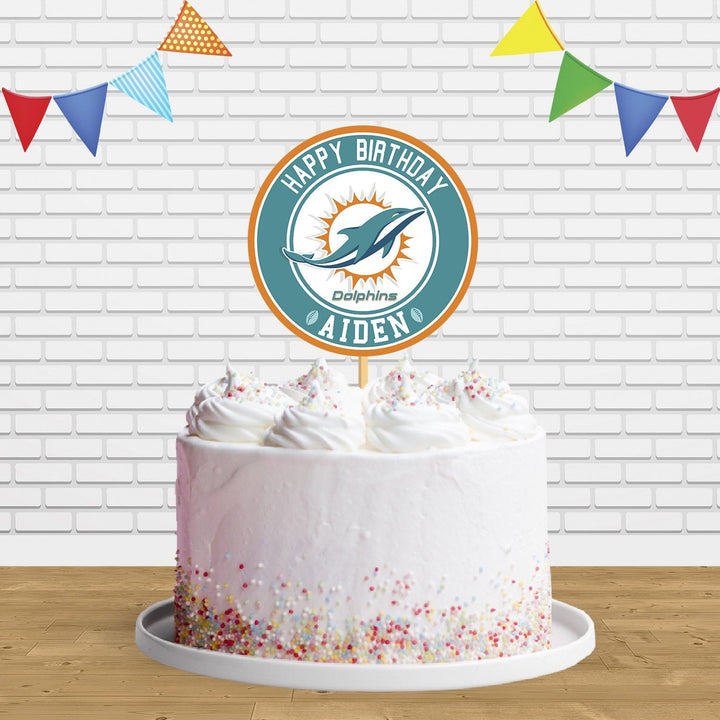 Miami Dolphins Cake Topper Centerpiece Birthday Party Decorations