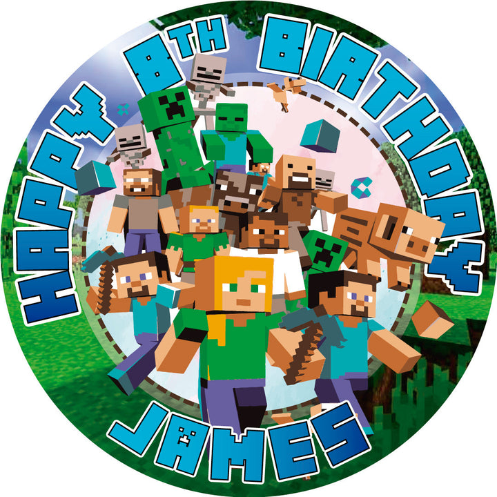 Minecraft Edible Cake Toppers Round