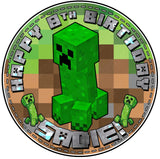 Minecraft Creeper Rd Edible Cake Toppers Round
