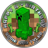 minecraft one Edible Cake Toppers Round