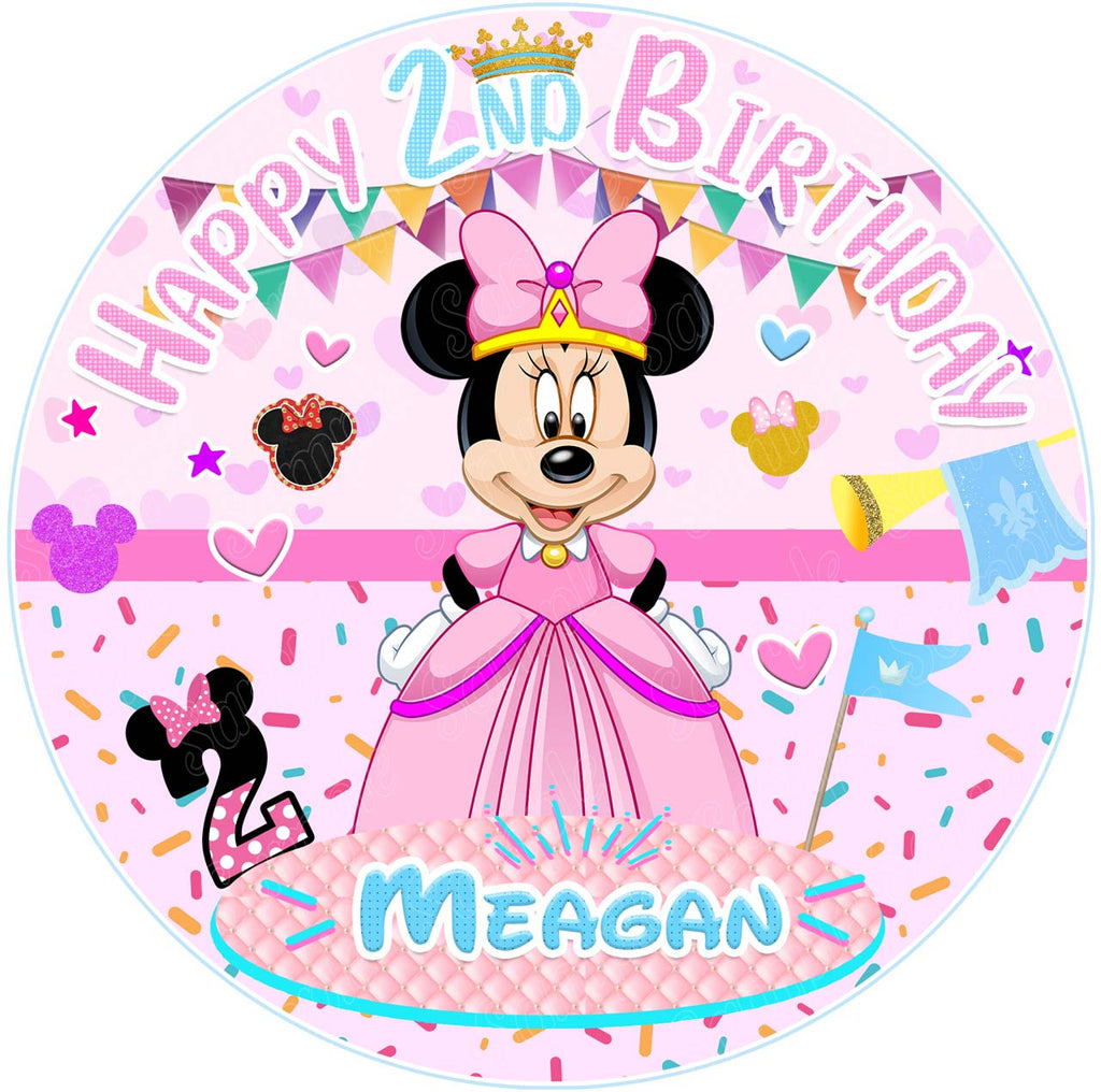 Minnie Mouse Princess Disney Micky Edible Cake Toppers Round