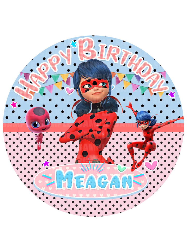 Miraculous Tales of Ladybug Edible Cake Toppers Round