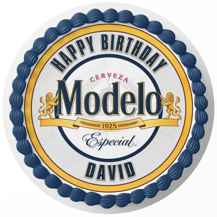Modelo Especial Beer RD Edible Cake Toppers Round