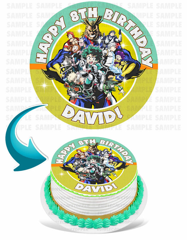 My Hero Academia Edible Cake Toppers Round