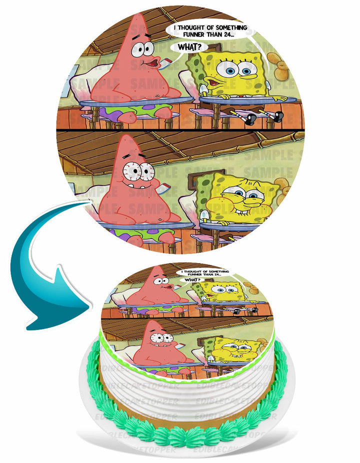Spongebob Meme I Thought of Something Funnier Edible Cake Toppers Round